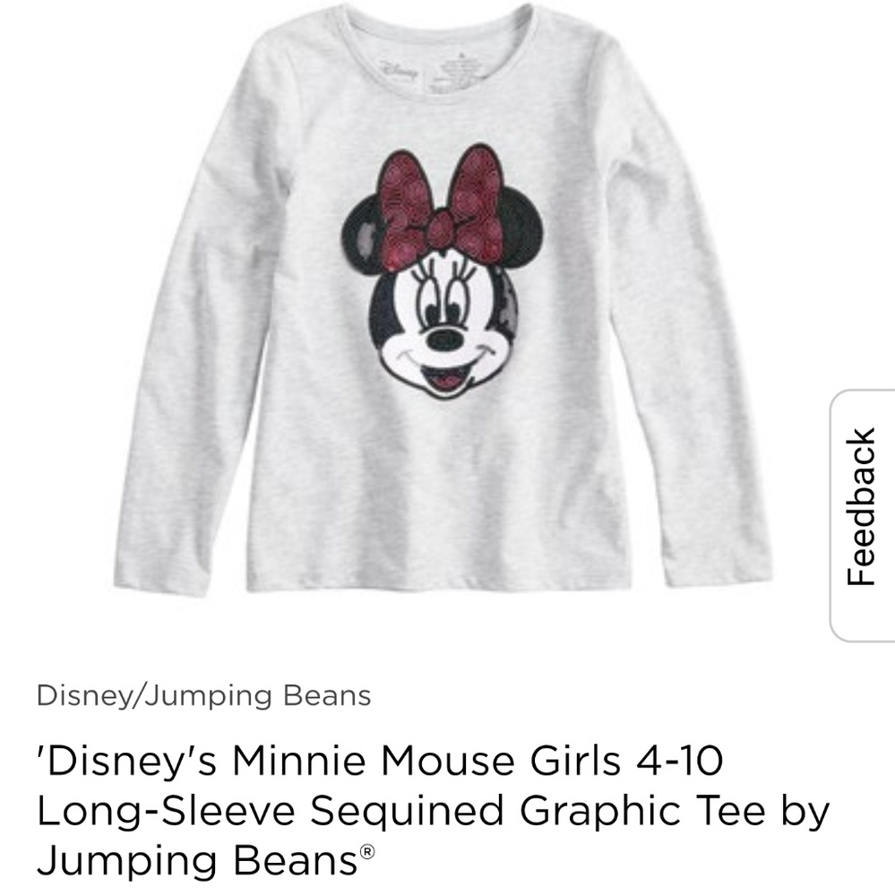 Girls Sequin Minnie Mouse Long Sleeve - 6